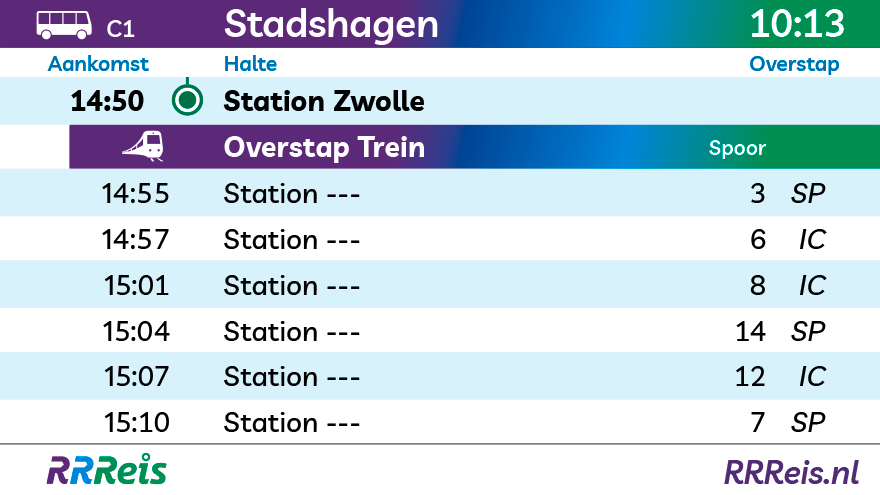 comfortRRReis bus informatiescherm HOV overstap trein