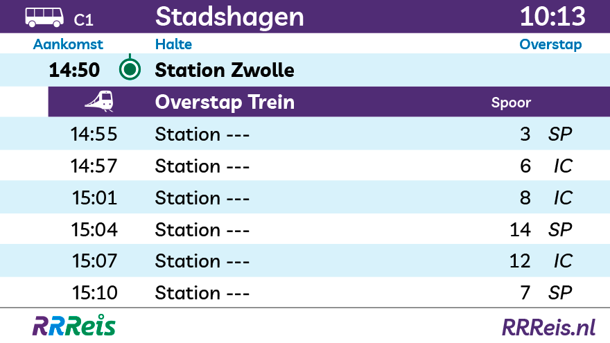 comfortRRReis Bus informatiescherm HOV overstap trein alternatief